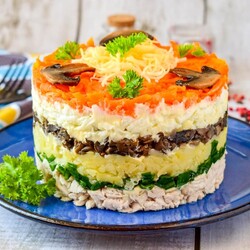 Салат с курицей и грибами Салат с курицей и грибами