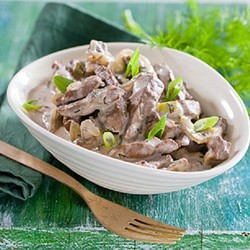 Печень по строгановски Печень по строгановски