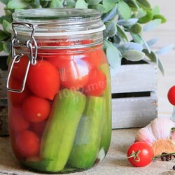 Огурцы с помидорами на зиму Огурцы с помидорами на зиму