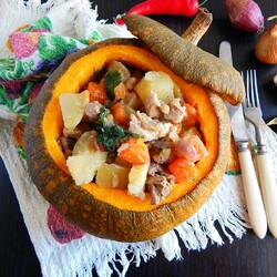 Тыква с мясом в духовке Тыква с мясом в духовке