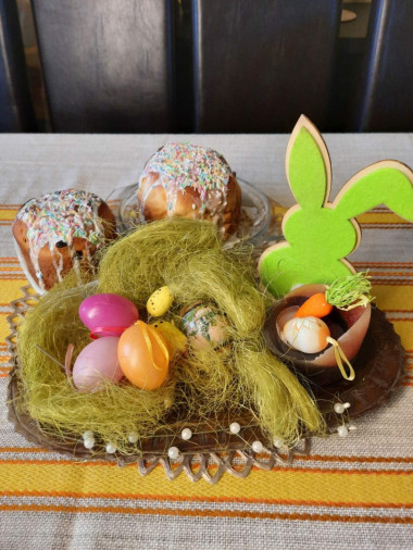 На фотографии не весь урожай! Из общего количества теста вышли 2 больших, 2 средних куличика и один поменьше. На фотографии не весь урожай! Из общего количества теста вышли 2 больших, 2 средних куличика и один поменьше.