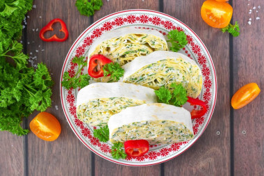Рулет из лаваша с чесноком и сыром Рулет из лаваша с чесноком и сыром
