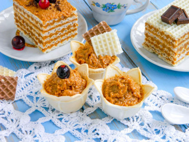 Крем для вафельных коржей со сгущенкой Крем для вафельных коржей со сгущенкой