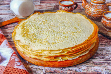 Блины на дрожжах и молоке с дырочками Блины на дрожжах и молоке с дырочками