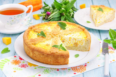 Песочный пирог с тыквой и творогом Песочный пирог с тыквой и творогом