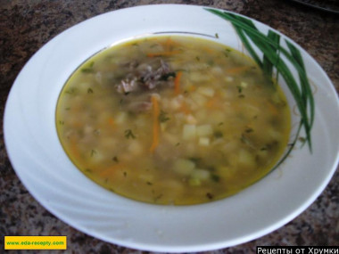 Суп с овощами фасолью и мясом