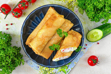 Блины с крабовыми палочками Блины с крабовыми палочками