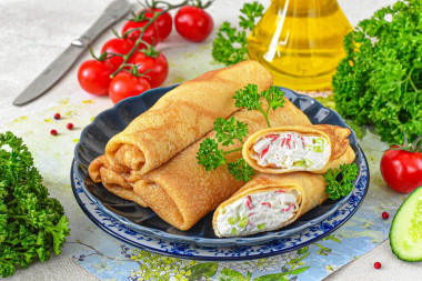 Блины с крабовыми палочками Блины с крабовыми палочками