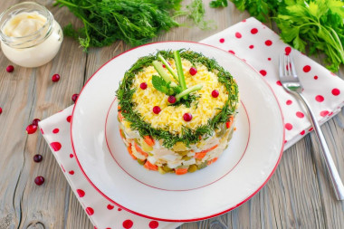 Салат оливье с курицей классический простой Салат оливье с курицей классический простой