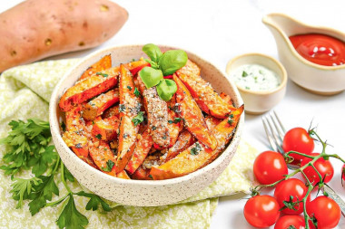 Сладкий батат запеченный в духовке с сыром Сладкий батат запеченный в духовке с сыром