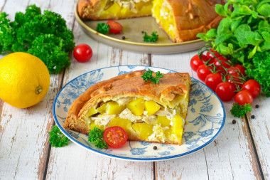 Курник на кефире в духовке с курицей и картошкой Курник на кефире в духовке с курицей и картошкой