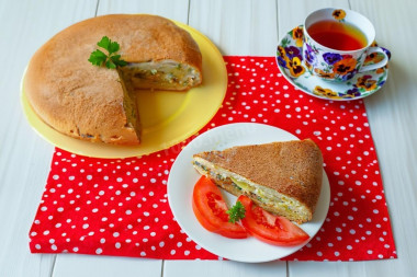 Заливной пирог на кефире в мультиварке Заливной пирог на кефире в мультиварке