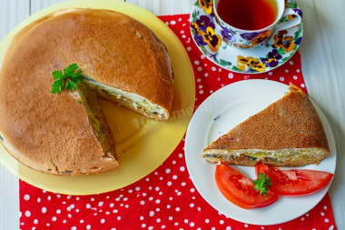 Заливной пирог на кефире в мультиварке Заливной пирог на кефире в мультиварке