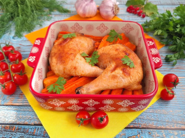 Курица с морковью в духовке Курица с морковью в духовке