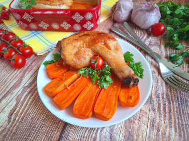 Курица с морковью в духовке Курица с морковью в духовке