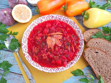 Яркий и ароматный борщ с болгарским перцем Яркий и ароматный борщ с болгарским перцем