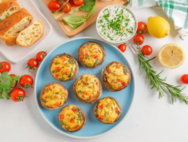 Фаршированные шампиньоны в аэрогриле Фаршированные шампиньоны в аэрогриле