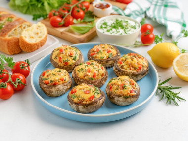 Фаршированные шампиньоны в аэрогриле Фаршированные шампиньоны в аэрогриле