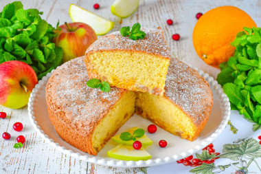 Шарлотка с апельсинами и яблоками в духовке Шарлотка с апельсинами и яблоками в духовке