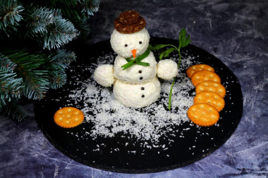 Новогодняя закуска Снеговик