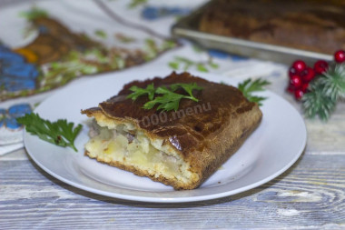 Пирог мясной картофельный на дрожжах