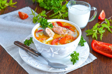 Уха по-фински из форели со сливками Уха по-фински из форели со сливками