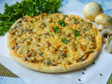 Пицца с курицей и шампиньонами Пицца с курицей и шампиньонами