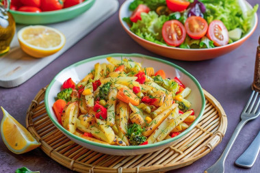 Картошка с замороженными овощами Картошка с замороженными овощами
