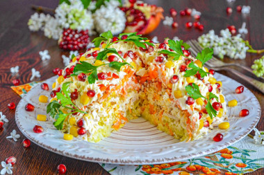 Салат с гранатом и курицей и орехами Салат с гранатом и курицей и орехами