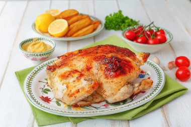 Курица в духовке целиком с яблоками фаршированная Курица в духовке целиком с яблоками фаршированная