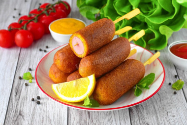 Корн доги на сковороде Корн доги на сковороде