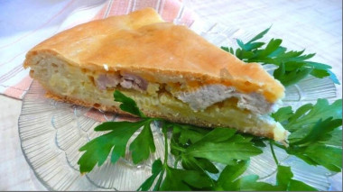 Лепешка с курицей картошкой и сыром в духовке Лепешка с курицей картошкой и сыром в духовке