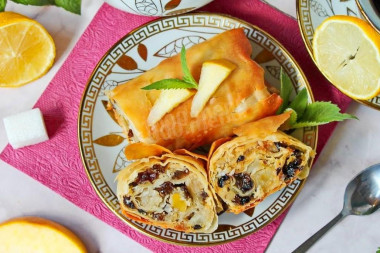 Домашний штрудель из теста фило с яблоками Домашний штрудель из теста фило с яблоками