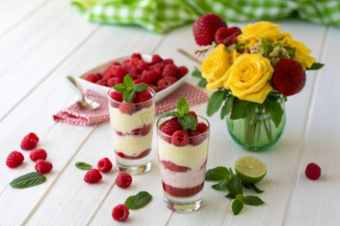 Десерт с малиной без выпечки - Малиновое парфе с сюрпризом Десерт с малиной без выпечки - Малиновое парфе с сюрпризом
