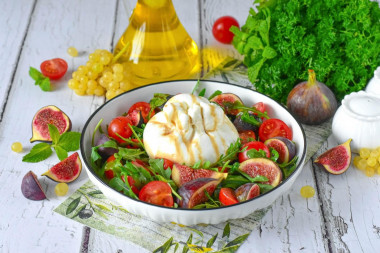 Салат с сыром буратта и помидорами Салат с сыром буратта и помидорами