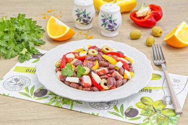 Салат фасоль крабовые палочки яйца Салат фасоль крабовые палочки яйца