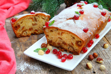 Рождественский пирог с сухофруктами и орехами