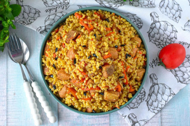 Плов из булгура со свининой Плов из булгура со свининой