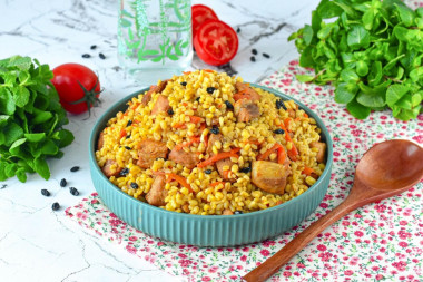 Плов из булгура со свининой Плов из булгура со свининой