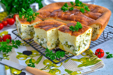 Пирог с зеленым луком заливной в духовке