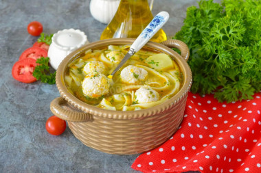 Суп с фрикадельками и лапшой Суп с фрикадельками и лапшой