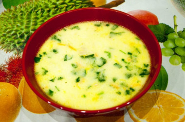 Суп из филе белой рыбы с плавленым сыром