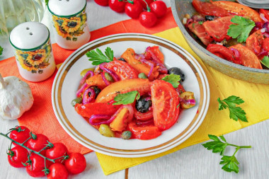 Жареные помидоры с луком Жареные помидоры с луком