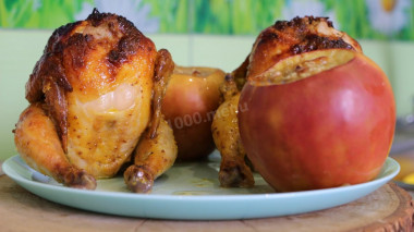 Цыплята корнишоны запеченные с яблоками
