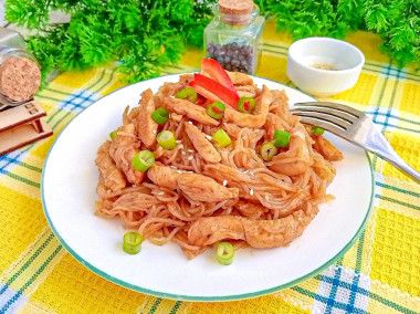 Фунчоза с курицей терияки Фунчоза с курицей терияки