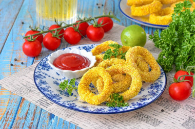 Кальмары кольцами в аэрогриле Кальмары кольцами в аэрогриле