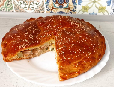 Песочной пирог с курицей и картошкой Песочной пирог с курицей и картошкой