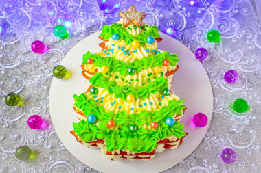 Торт Ёлочка на Новый год из медовых коржей Торт Ёлочка на Новый год из медовых коржей