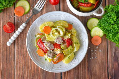 Мясо в горшочке с картошкой в аэрогриле Мясо в горшочке с картошкой в аэрогриле