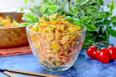 Салат с корейской морковью сухариками кукурузой Салат с корейской морковью сухариками кукурузой